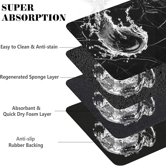 Absorbent Dog Food Mat for Floors - Quick Dry Pet Bowl Mat for Food and Water, Eco-Friendly Boho Cat Supplies
