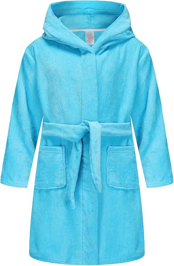 Fraprasty Boys Girls Hooded Robe Soft Touch Robe Kids Terry Cloth Cotton Spa Bathrobe Sleepwear 2-14 Years