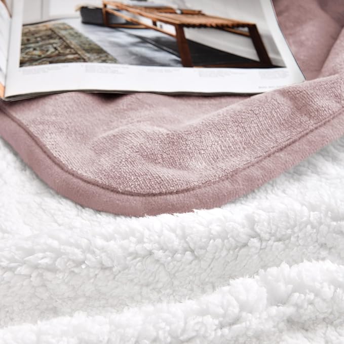 Yaning Waterproof Blanket for Bed Couch Sofa, Soft Liquid Pee Proof Pet Blanket for Dog Puppy Cat, Reversible Sherpa Fleece Furniture Protector (Dusty Pink, 30x40 inches)