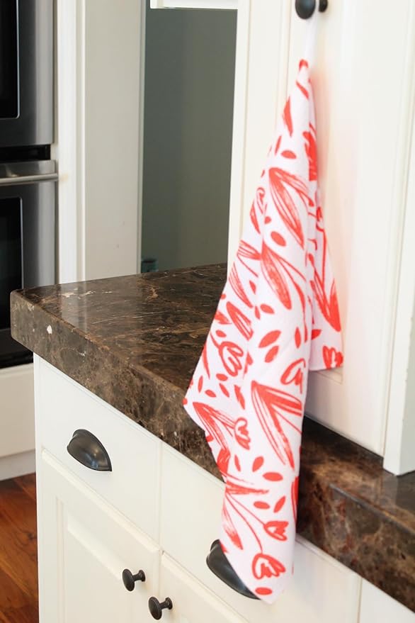 Desert Aqua 2 Pack Double Sided || Not Your Ordinary Kitchen Towels || Dish Towels || Quick Dry || Waffle Weave Microfiber || Highly Absorbent || Hanging Hook (Strawberry)