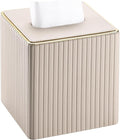 KINGFOM Square Tissue Box Cover, PU Leather Tissue Box Holder for Kleenexs with Magnetic Bottom Cover for Facial Tissues/Napkins, Office & Living Room Decor Box Beige
