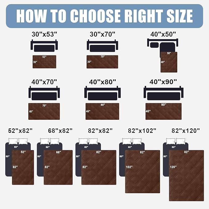Smiry Waterproof Dog Bed Cover Blanket 40x80, Soft Reversible Pet Blanket, Washable Leakproof Cats Dogs Couch Cover for Sofa, Couch, Furniture, Lattice, Brown/Chocolate