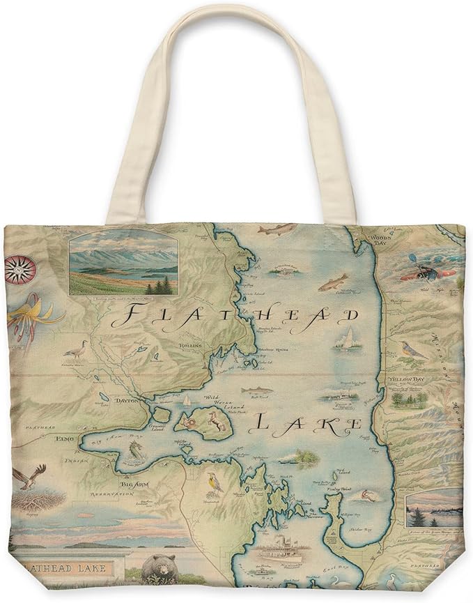 Xplorer Maps Canvas Tote Bag with Handles, Cloth Grocery Shopping Bag, Reusable & Eco-friendly Bag, 100% Cotton, Washable