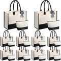 Sanwuta 10 Set Canvas Tote Bag with Inner Zipper Pockets and Makeup Bag Bulk Christmas Birthday Teacher Appreciation Gifts for Women Bridesmaid Mother
