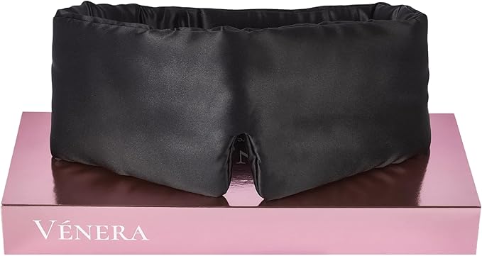 Vénera Silk Eye Mask - 100% Pure Mulberry 22 Momme Silk Sleep Mask, Adjustable Sleep Mask for Women and Men (Adjustable, Cloud Black)