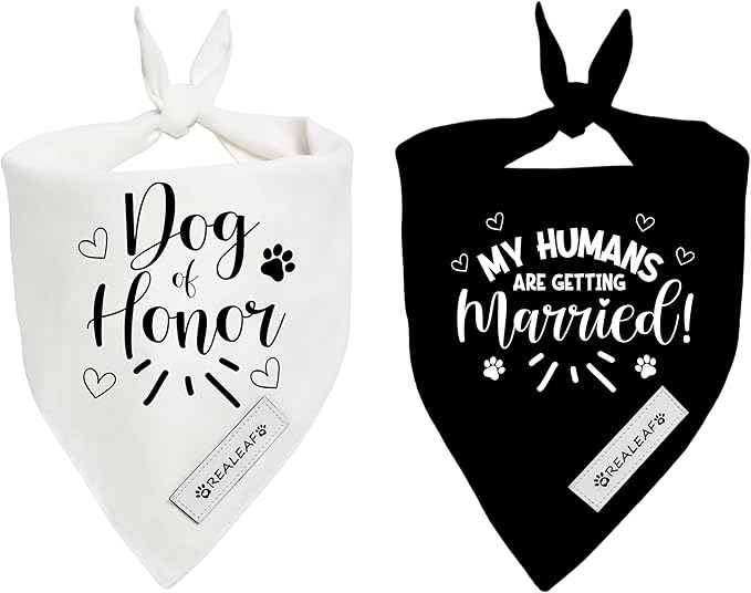 Realeaf My Humans are Getting Married Dog of Honor Dog Bandana,Wedding Outfit for Boy and Girl, Premium Durable Fabric, Engagement Announcement for Large and XLarge Dogs (Small)