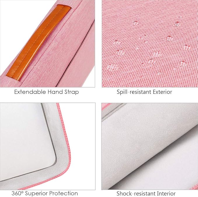 Lacdo 360° Protective Laptop Sleeve Case for 15 inch New MacBook Air M4 A3241 2025, M3 A3114, M2 A2941 2024-2023, 15 inch MacBook Pro A1990 A1707, Dell XPS 15 Plus Computer Bag, Water-Resistant, Peach