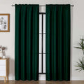 Lecloud Bessie Hunter Green Privacy Curtains 84 Inches Long 2 Pcs, Light Filteringn Airy Faux Linen Textured Curtain, Durable Rod Pocket Window Treatments for Bedroom Living Room, Each 40" W x 84" L