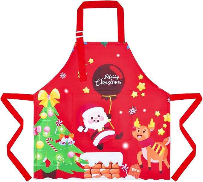 Sylfairy Aprons for Kids Girls Rainbow Unicorn Apron Children Kitchen Chef Aprons Smock (Christmas tree, Small,3-5Years)