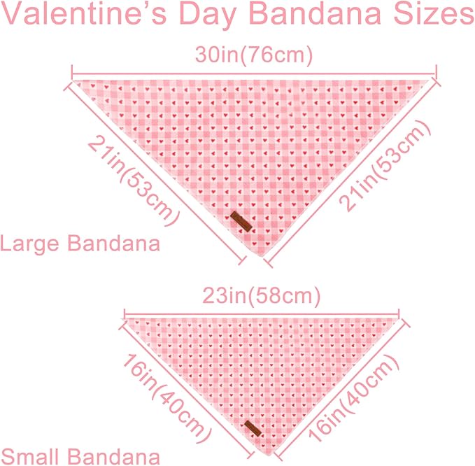 UP URARA PUP Valentine’s Dog Bandana, Valentine Triangle Bid Scarf for Girl Boy Small Medium Dogs or Cats, Adorable Puppy Wedding & Valentine’s Bandana, Cute Soft Cotton Pet Kerchief