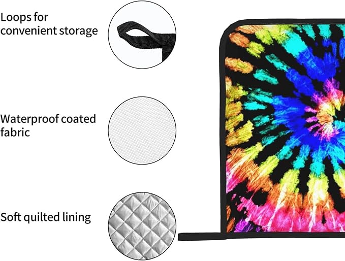 2 Pieces Rainbow Tie-dye House Pot Holders for Kitchen Heat Resistant, 2pc Decorative Colorful Pot Holder Set, Fashionable Pot Holders for Kitchen and Baking
