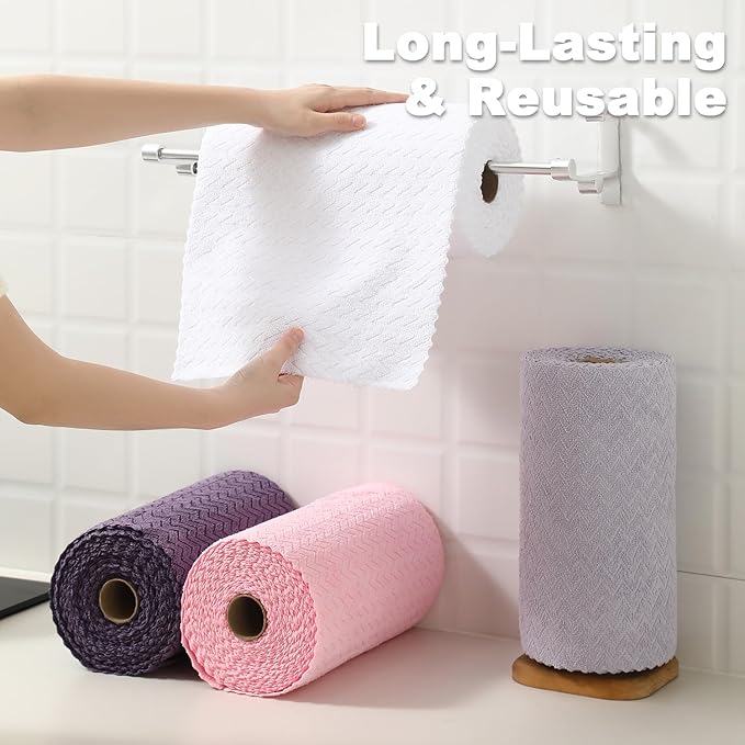 Tigona 80 Pack Microfiber Cleaning Cloth Roll Reusable Paper Towels 12"x12" Tear Away Cloth,Absorbent Dish Rags for House Kitchen,Wash Cloths,Lint Free Rags for Window Cars Cleaning Supplies