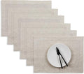 Solino Home Linen Cloth Placemats Set of 6-100% Pure Linen Hemstitch Light Natural Placemats 14 x 19 Inch - Classic Hemstitch Table Place Mats for Spring, Easter