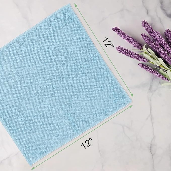 UNIMADE Washcloths - 20 Pack - Face Towels (12" x 12"), Highly Soft Wash Cloths and Hand Towels, Fast Drying Multi-Purpose Microfiber Cleansing Cloths for Bathroom, Hotel, Spa, and Salon - Blue