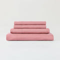 Sijo Stone Washed Organic French Linen Bed Sheet Set, GOTS Certified Organic, Best Cooling Linen Sheet Award by Sleep Foundation, 3 Piece - 2 Pillowcases and 1 Fitted Sheet (Pink Clay, King)