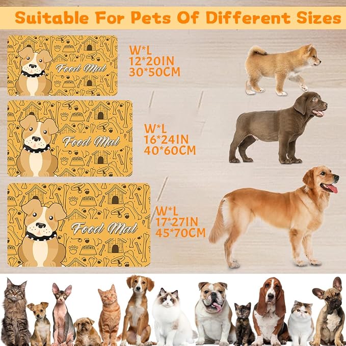 Pet Feeding Mat - Absorbent Dog Food Mat for Floors Waterproof，Dog Cat Placemat Mat for Food and Water Bowls - No Stains No Sliding Quick Dry Water Eating Dish Mat