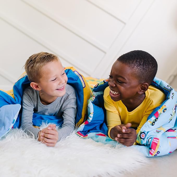 Wildkin Kids Sleeping Bag – Roll-Up Design with Storage Bag for School, Travel & Camping - Dinosaur Land