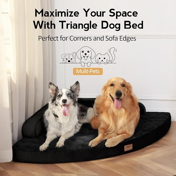 MEKIY Large Orthopedic Dog Bed with Sides Big Dog Beds with Removable Washable Cover Non-Slip Waterproof Pet Bed for Medium Large Dogs - Black L