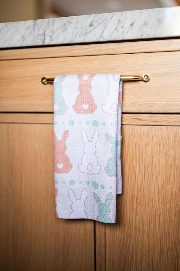 Desert Aqua || 2 Pack Double Sided || Not Your Ordinary Dish Towels || Waffle Weave Microfiber || Tea Towels || Highly Absorbent || Hanging Loop || Dish Cloths || Designer Prints || Easter Bunny