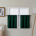 Lecloud Bessie Hunter Green Kitchen Curtains 24 Inch Length 2 Panels, Classic Faux Linen Cafe Short Curtains, Rustic Airy Tiers Window Treatments for Living Room Laundry Room, Each 30" W x 24" L
