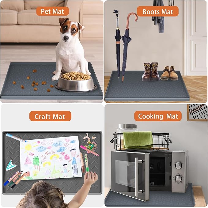 TigeJoy Under Sink Mats for Kitchen Waterproof, Leak-Proof Silicone Mat Sink Protector and Cabinet Liner, Kitchen Essentials Organizer and Storage 22" x 19" Light Grey