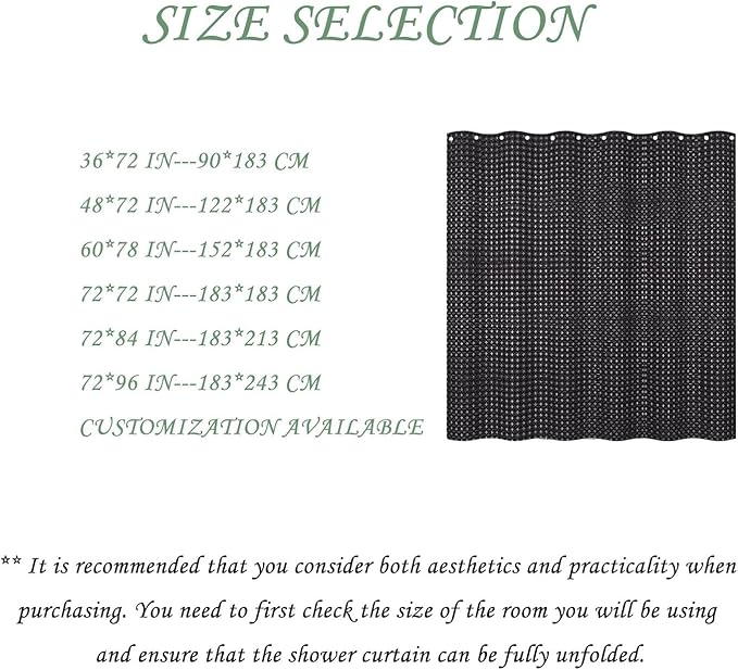 ggaimwf 48x72 Inch Solid Color Shower Curtain for Bathroom Waffle Bath Water Resistant Fabric Curtains Raisin Black Modern Thick Shower Stall Curtain with Metal Hooks