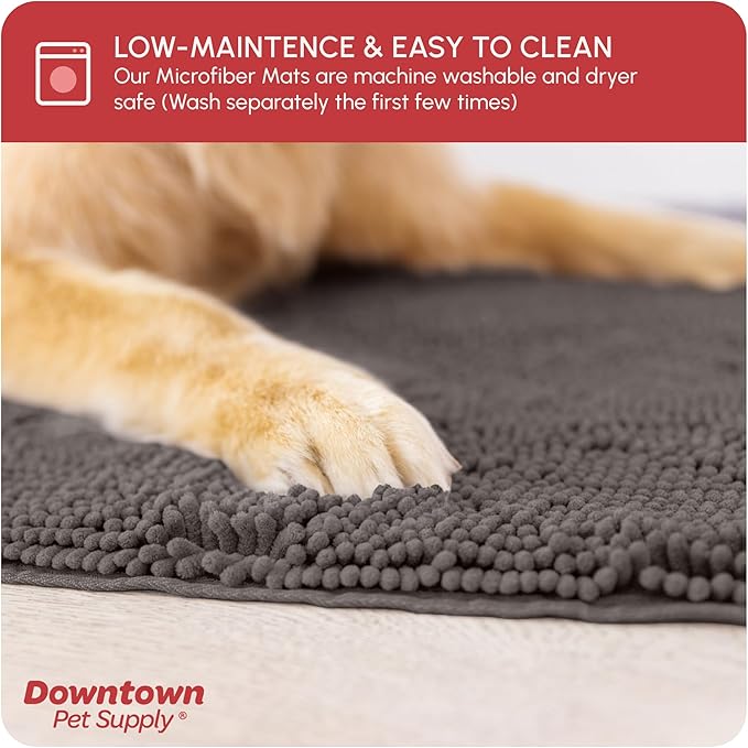 My Doggy Place Dog Mud Mat, 36"x26" Ash – Thick Microfiber Entry Rug for Snow, Mud & Salt – Absorbent, Quick-Dry, Washer-Safe & Non-Slip, Large