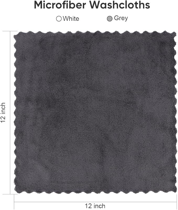 Orighty Ultra Soft Washcloths 12 Pack, Premium Microfiber Towel Sets 12x12 inches, Absorbent and Quick Drying Coral Velvet Washcloth, Multi-Purpose Wash Cloths for Bathroom, Hotel, and Gym (Grey)