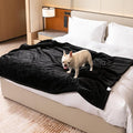 Maidewow Black Waterproof Calming Pet Blankets for Dogs Reversible Fluffy Sherpa Fleece Pets Blanket for Dog Cats Warm Couch Sofa Beds Covers Washable (Black,XL-85x57in)