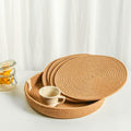 Art PineCone's Woven Cotton Rope Round Placemats Set of 4 with Holder Included, Non-Slip, and Heat Resistant Shabby Chic Placemats (Caramel, 13 inch)