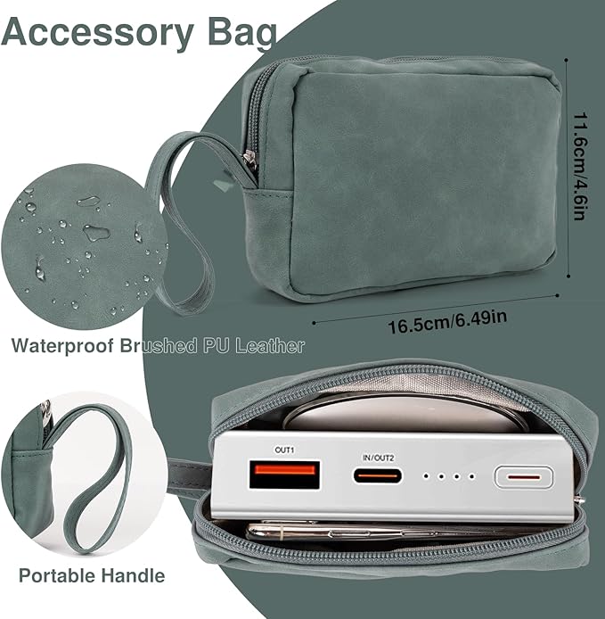 Allinside 13-14 Inch Laptop Sleeve Case for MacBook Pro 14" 2021-2024/MacBook Air 13" 2010-2017/MacBook Pro 13" 2010-2015, Waterproof Matte PU Leather Sleeve with Stand & Accessory Pouch, Dark Green
