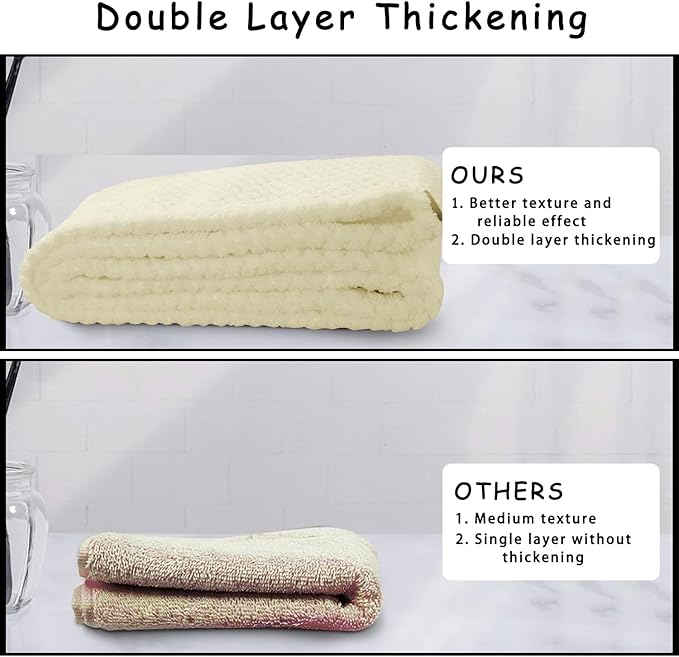 YHPDYL 3 Pack Microfiber Hair Towel Wrap for Women, Fast Drying Hair Turban with Button, Anti-Frizz Large Hair Towel for All Hair Styles, Soft & Absorbent Hair Drying Towel(White,Khaki,Grey)
