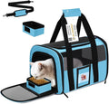 SECLATO Cat Carrier Dog Carriers Airline Approved for Small Dogs, Kitten, Carriers for Small Medium Cats Under 15lb, Collapsible Soft Sided TSA Approved Pet Travel Carrier-Blue