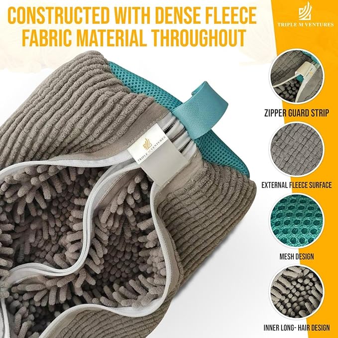 Triple M Ventures Double Shoe Washing Bag for Washing Machine, Grey, Polyester, 360 All-Round Cleaning, 2 Pack, 2 Pairs of Shoes Simultaneously, Zipper Closure