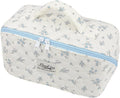 HiTotes Travel Makeup Bag Coquette Floral Cosmetic Bag Quilted Wide Open Lay Flat Toiletry Bag Cute Travel Makeup Pouch