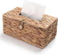 Water Hyacinth Tissue Box Cover Rectangular Decorative Woven Tissue Box Holder for Table Bathroom (10.2 x 6.1 x 4.7 inch)