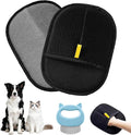Xylpaar 2 Pcs Black Double Sided Pet Hair Removal Gloves, Electrostatic Magic Brush Pet Hair Remover and Grooming Tool with Shell Comb for Dogs & Cats, Sofa, Bed, Car and Furniture