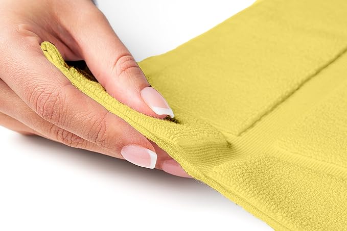 Ample Decor Bath Mats 100% Cotton 24 X 17 & 34 X 20 Inches, Oeko Tex Certified 1350 GSM Solid Construction Thick & Plush, Super Absorbent for Bathroom Floor, Shower – Yellow