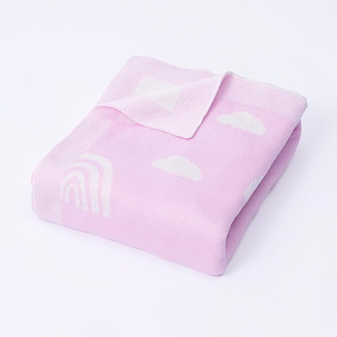 SWaddle AN Rainbow Lilac Jacquard Baby Blanket, Size 30x40in, 100% Cotton Fabric, Two-Sided Breathable Throw Blanket for Boys and Girls