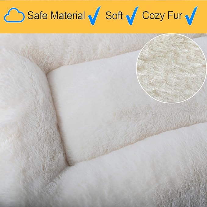 Puppy Bed for Crate 18 Inch for Extra Small Dogs Fit Metal Crates,Ultra Soft Flat Dog Bed Washable & Anti-Slip kennel pads for crates 18 x 12 Inch,Fluffy Comfy Pet Sleeping Mat for Dogs and Cats,Beige