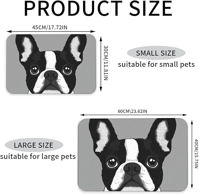 French Bulldog Food Mat for Floors Waterproof,Quick Dry Anti-Slip Dog Bowl Mats for Food and Water,Pet Feeding Mats,Pet Placemat for Messy Drinkers to Protect Floors,Pets Supplies 23.62×15.75in
