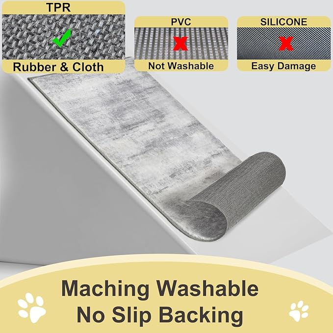 COMSLE Door Mat, Front Door Mat Indoor for Entrance Faux Wool Absorbent Non Slip Modern Throw Rug for Entryway Hallway Muddy Paws - Pet Friendly, 32x48 Inches,Linear Gray Machine Washable