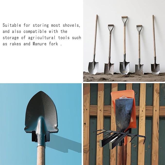 JLDGMXCDZ Wall Mounted Tool Rack, Heavy Duty Tool Rack for Heavy Tools Such as Shovels,Snow Shovel And Rakes, With Metal Screws and Anchors
