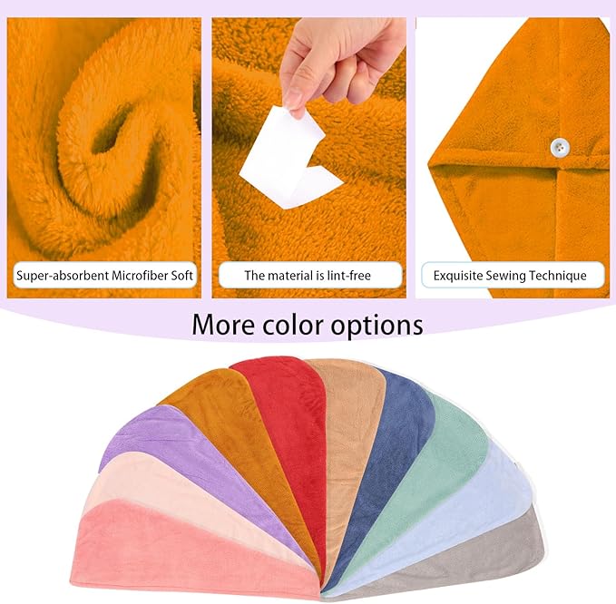 AGKXHDEC Microfiber Towel, Hair Turbans for Wet Hair, Drying Hair Wrap for Women(The Color of The Picture is for Reference only) (Apricot Yellow,Apricot Yellow)