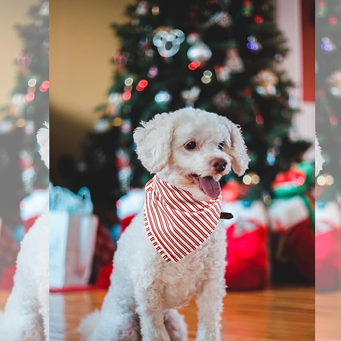 Bubblepup Christmas Dog Bandanas, Soft Cotton Red Dog Bandanas for Small Medium Large Dogs