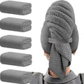 Wuwahold Microfiber Hair Towels, Waffle Hair Towel Set, Super Soft Highly Absorbent, Sturdy Quick Drying Turbans for Long, Thick, Curly Hair (5 Pack, 40" x 20")