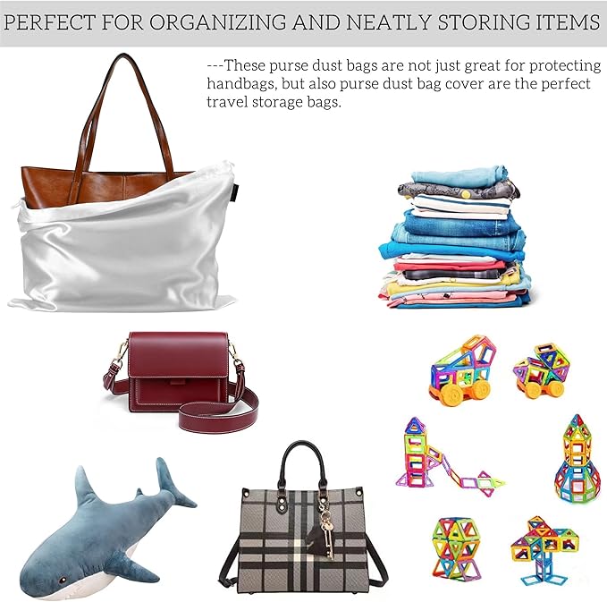 FEICHANGHAO 7 Pack Dust Bags for Handbags Storage Silk Cloth Bag With Drawstring Large Storage Pouch for Handbag Purse Shoes Boots