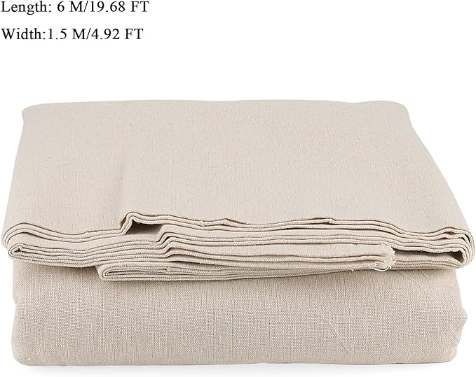 SENJEOK 59 Inch x 6.5 Yards Cotton Linen Fabric, Plain Solid Color Cotton Linen Blend Cloth Fabric, Cotton Linen Embroidery Needlework Fabric for Crafts, Tablecloths, Decoration