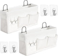 HZZTY BRNY 2pcs Large Wall Hanging Storage Bag, Door Closet Linen Fabric Pockets Organizer, Waterproof Multi Functional for Living Room Bedroom Bathroom Kitchen Office RV Camper with Hooks White