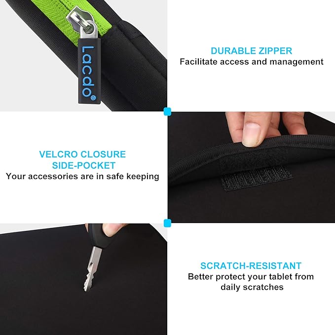 Lacdo Tablet Sleeve Case for 13 inch New iPad Pro M5 M4 2025-2024, 13 inch iPad Air M3 M2 2025-2024, 12.9" iPadPro 6 5 4 3 2022-2018 with Magic Keyboard and Smart Keyboard Folio Protective Bag, Green